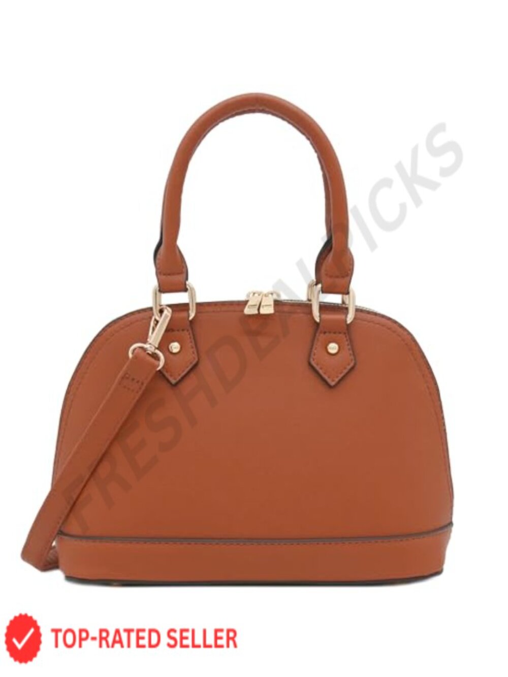 Faux Saffiano Leather Dome Satchel Crossbody